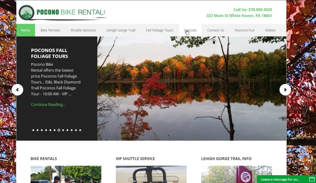Pocono Mountains Fall Foliage Report 2019 - PoconoBikeRental.com